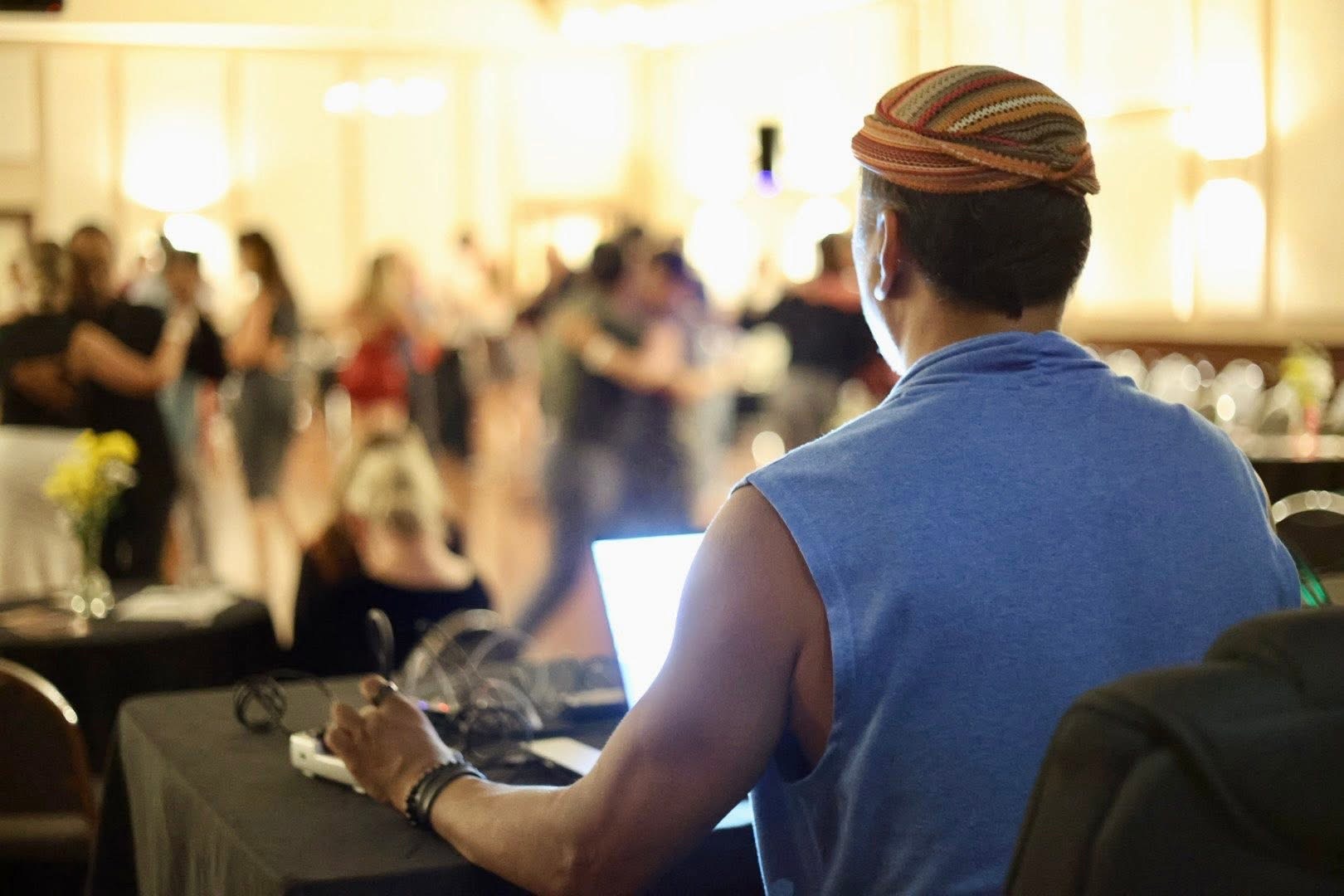 The DJ overlooking the Austin Tango Marathon dance floor
